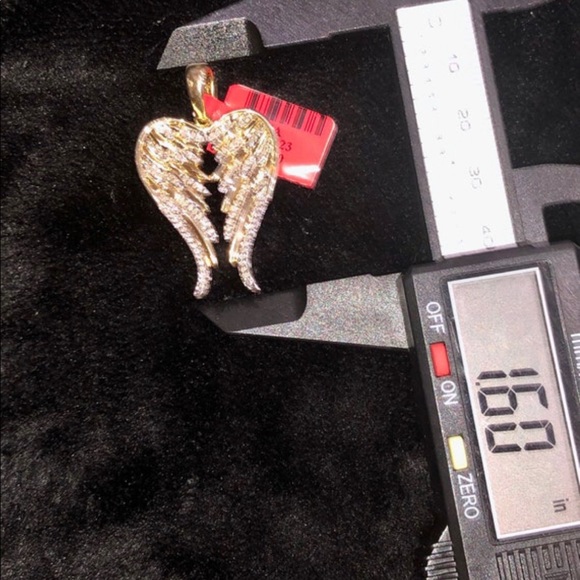 Real diamond angel wing pendant, NOT CZ NOT MOISSANITE, custom made wing pendant - Picture 8 of 9